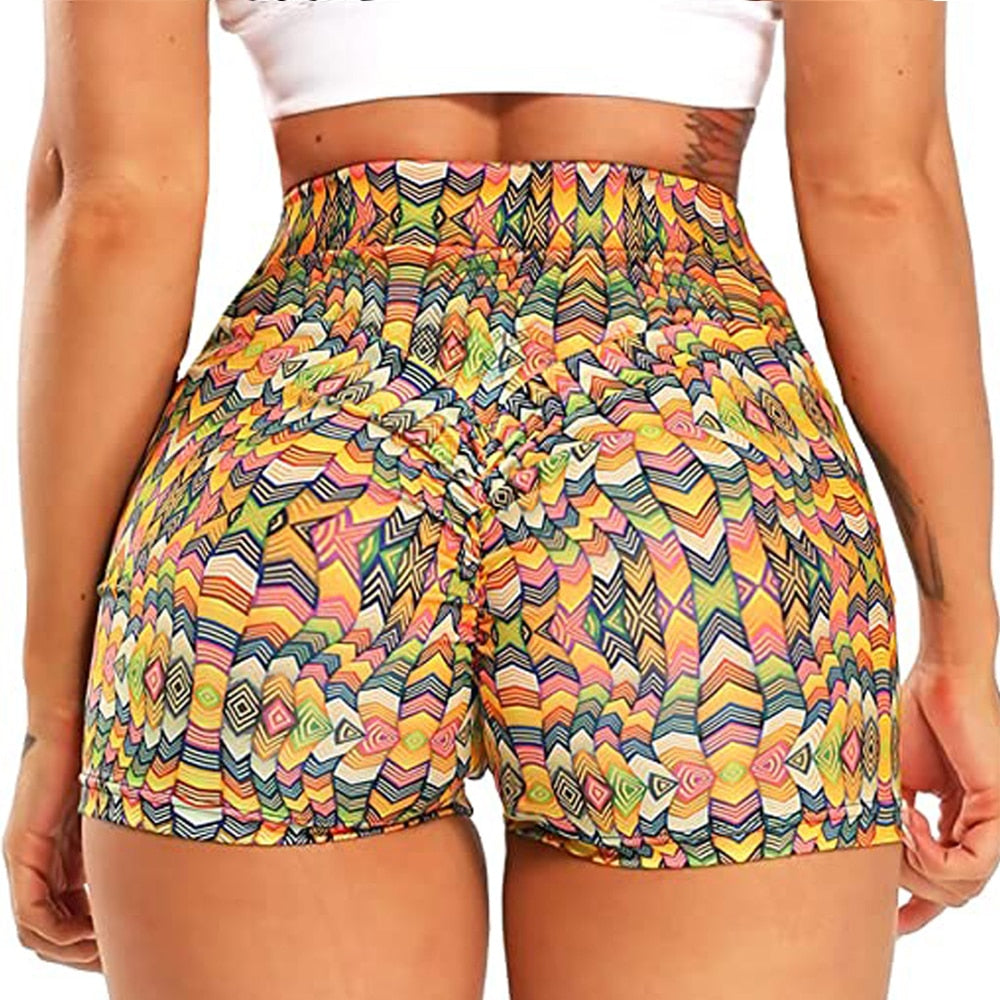 Camouflage Leopard Pattern Printed Scrunch Booty Shorts High Waist Stretchhy Women's Sexy Stylish Gym Workout Clothes Yoga Pants
