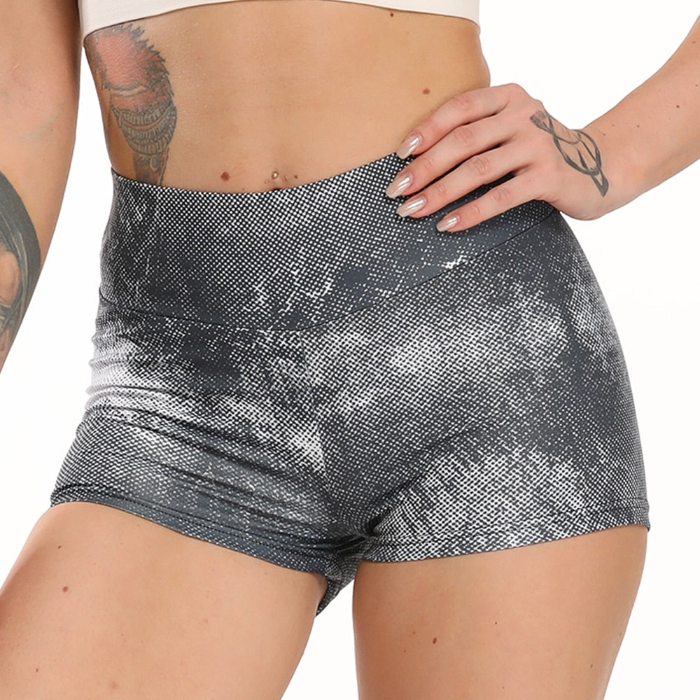 Camouflage Leopard Pattern Printed Scrunch Booty Shorts High Waist Stretchhy Women's Sexy Stylish Gym Workout Clothes Yoga Pants