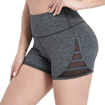 Women Sexy Thin Fitness Running Shorts Casual Ladies Slim High-Waist Summer Bottom Mesh Patchwork Shorts Bodycon Streetwear