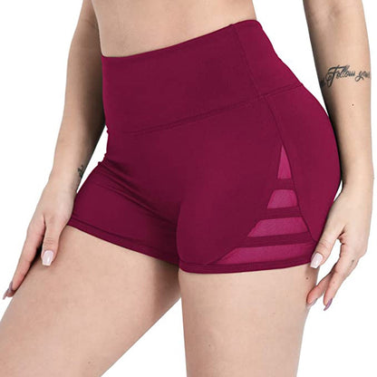 Women Sexy Thin Fitness Running Shorts Casual Ladies Slim High-Waist Summer Bottom Mesh Patchwork Shorts Bodycon Streetwear