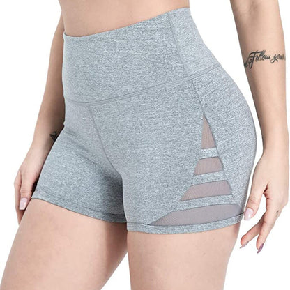 Women Sexy Thin Fitness Running Shorts Casual Ladies Slim High-Waist Summer Bottom Mesh Patchwork Shorts Bodycon Streetwear