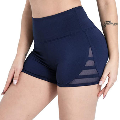 Women Sexy Thin Fitness Running Shorts Casual Ladies Slim High-Waist Summer Bottom Mesh Patchwork Shorts Bodycon Streetwear