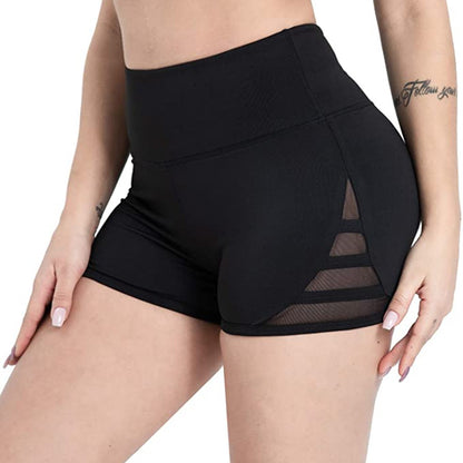 Women Sexy Thin Fitness Running Shorts Casual Ladies Slim High-Waist Summer Bottom Mesh Patchwork Shorts Bodycon Streetwear