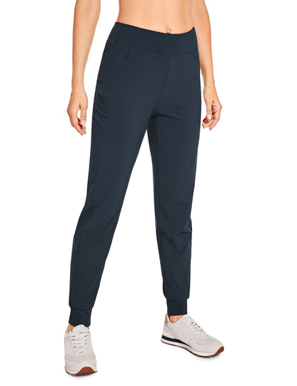 CRZ YOGA Women&#39;s Double Layer Jogger Sweatpants with Zipper Pockets Warm Stretchy Comfy Lounge Pants Elastic Waist(Inseam: 28&#39;&#39;)