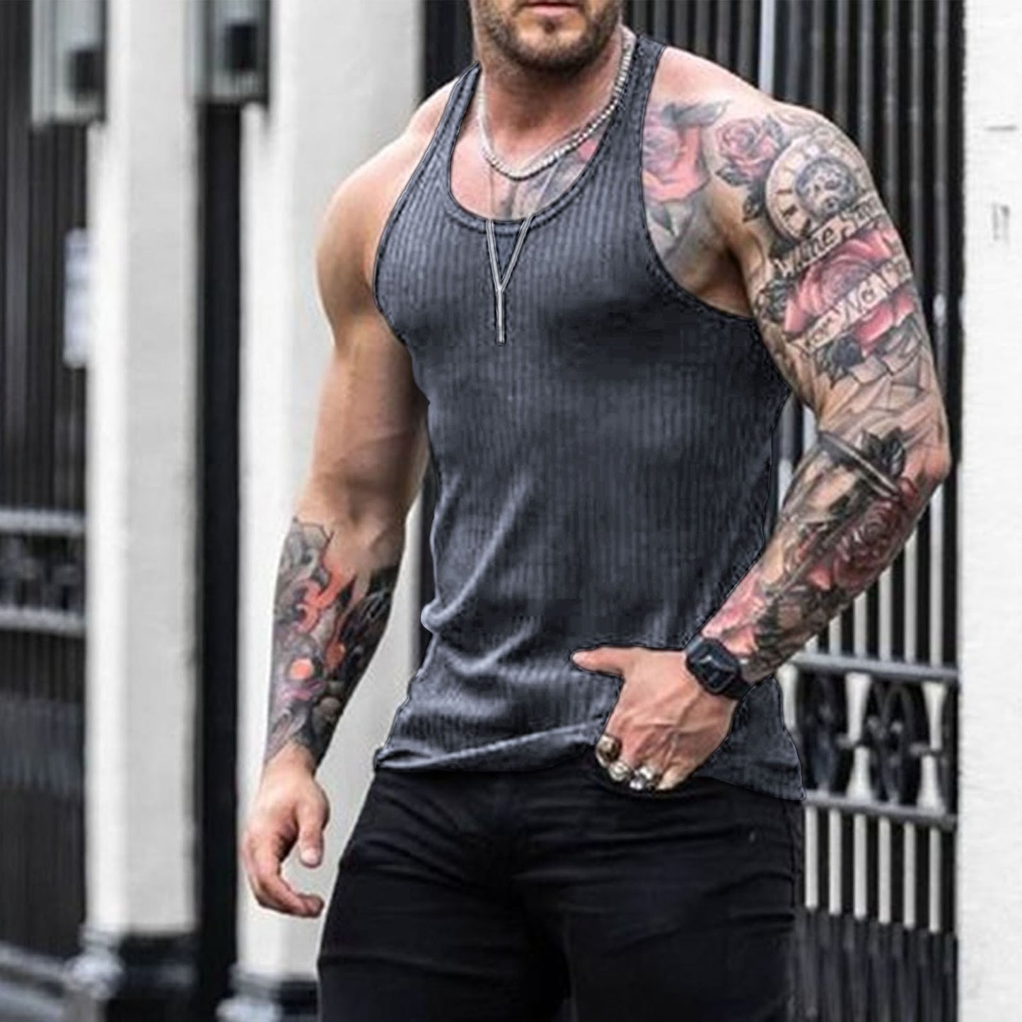 Ribbed Tank Top Men