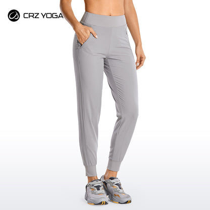 CRZ YOGA Women&#39;s Double Layer Jogger Sweatpants with Zipper Pockets Warm Stretchy Comfy Lounge Pants Elastic Waist(Inseam: 28&#39;&#39;)